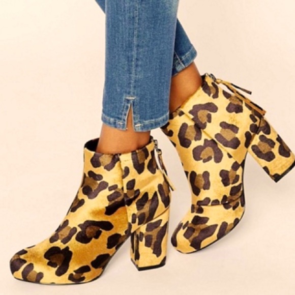 ASOS Elijah Leopard Print Velvet Ankle Boots Size 5 - Picture 4 of 10
